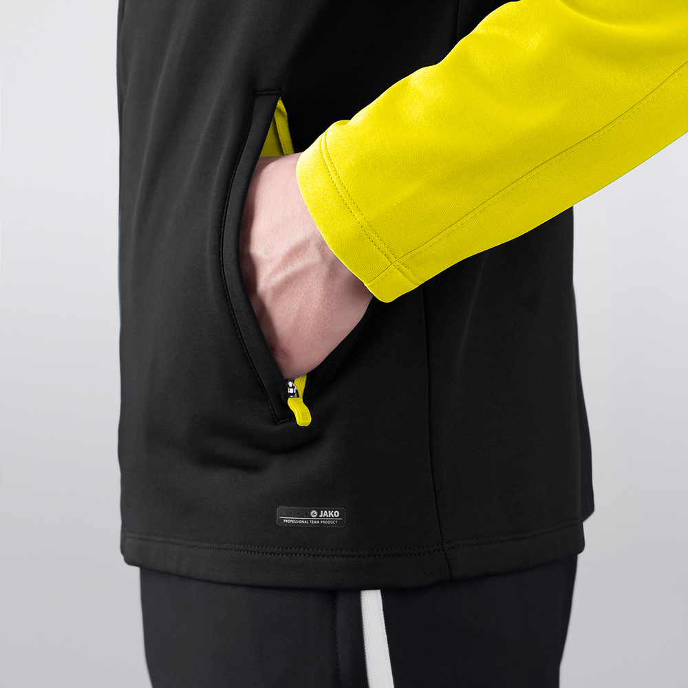 HOODED JACKET JAKO PERFORMANCE, BLACK-SOFT-YELLOW KIDS. 