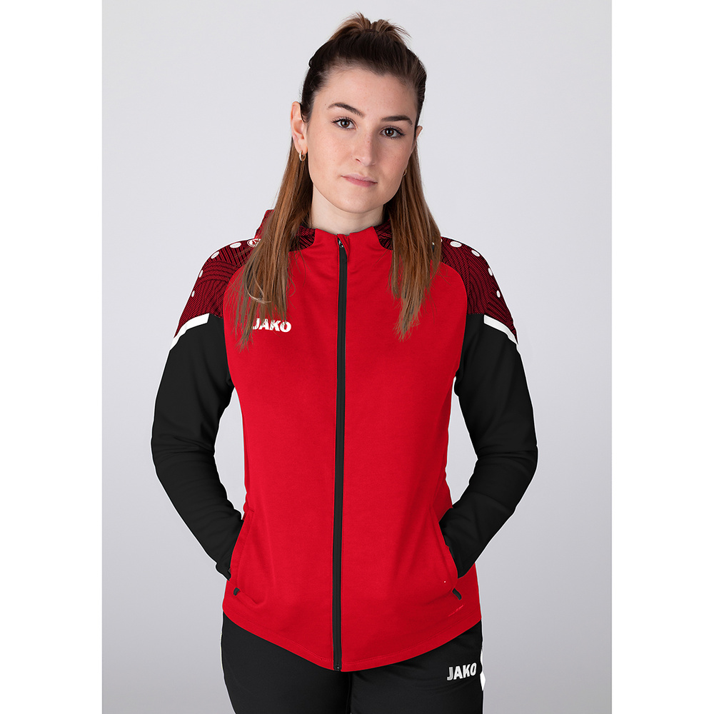 HOODED JACKET JAKO PERFORMANCE, RED-BLACK WOMEN. 