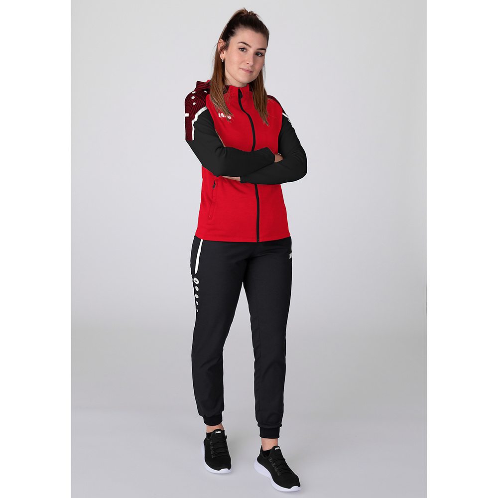 HOODED JACKET JAKO PERFORMANCE, RED-BLACK WOMEN. 