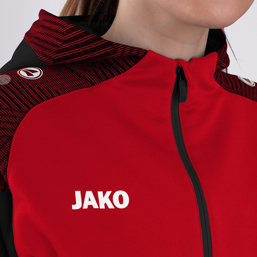 HOODED JACKET JAKO PERFORMANCE, RED-BLACK WOMEN. 