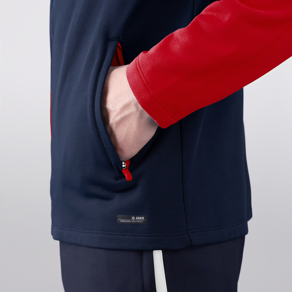 HOODED JACKET JAKO PERFORMANCE, SEABLUE-RED KIDS. 