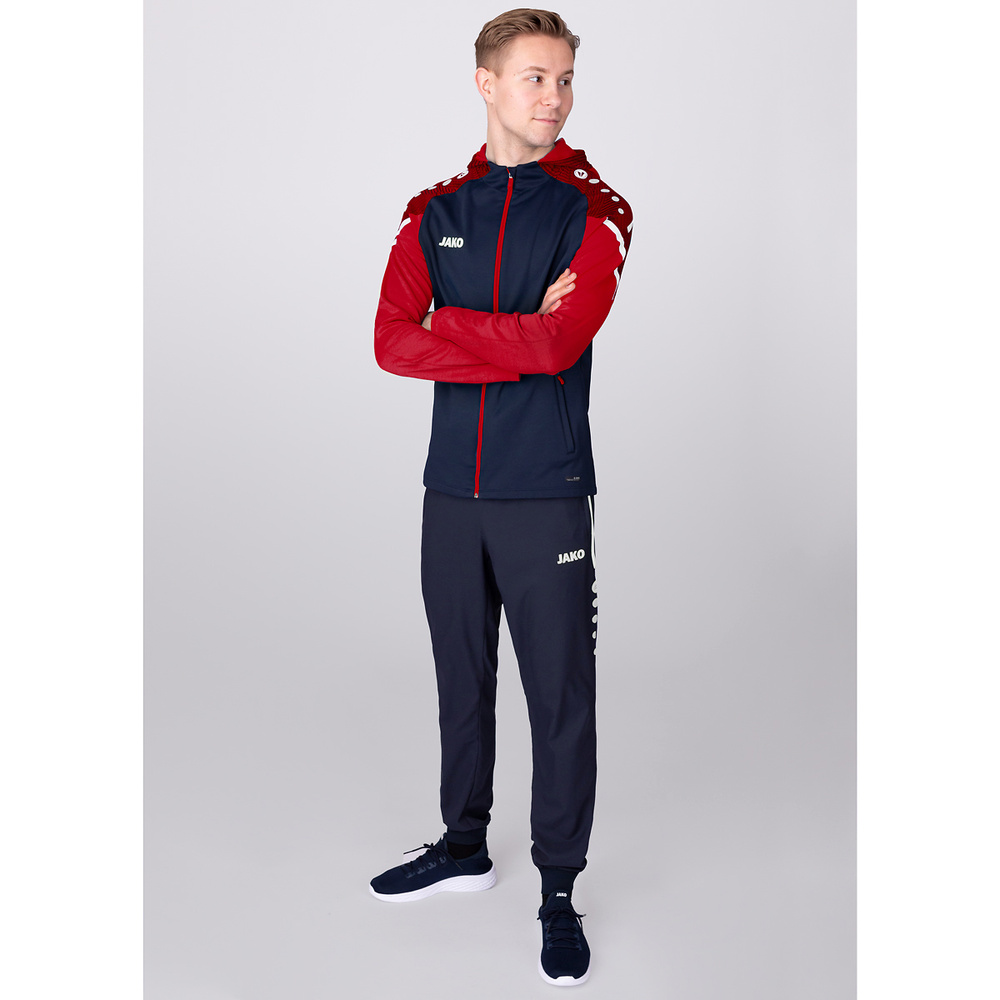 HOODED JACKET JAKO PERFORMANCE, SEABLUE-RED MEN. 