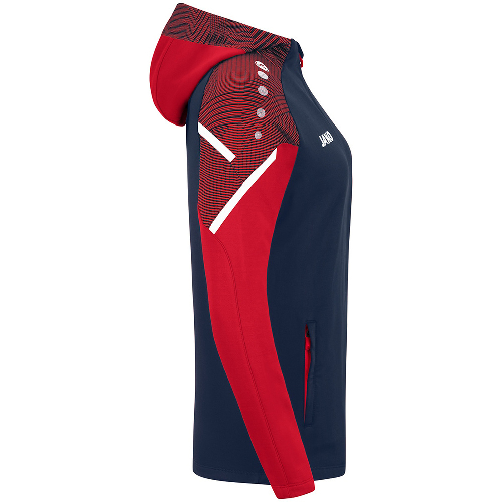 HOODED JACKET JAKO PERFORMANCE, SEABLUE-RED WOMEN. 