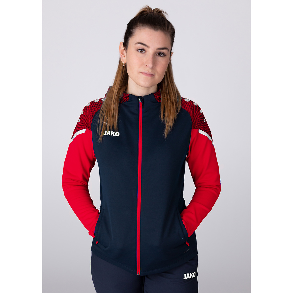 HOODED JACKET JAKO PERFORMANCE, SEABLUE-RED WOMEN. 