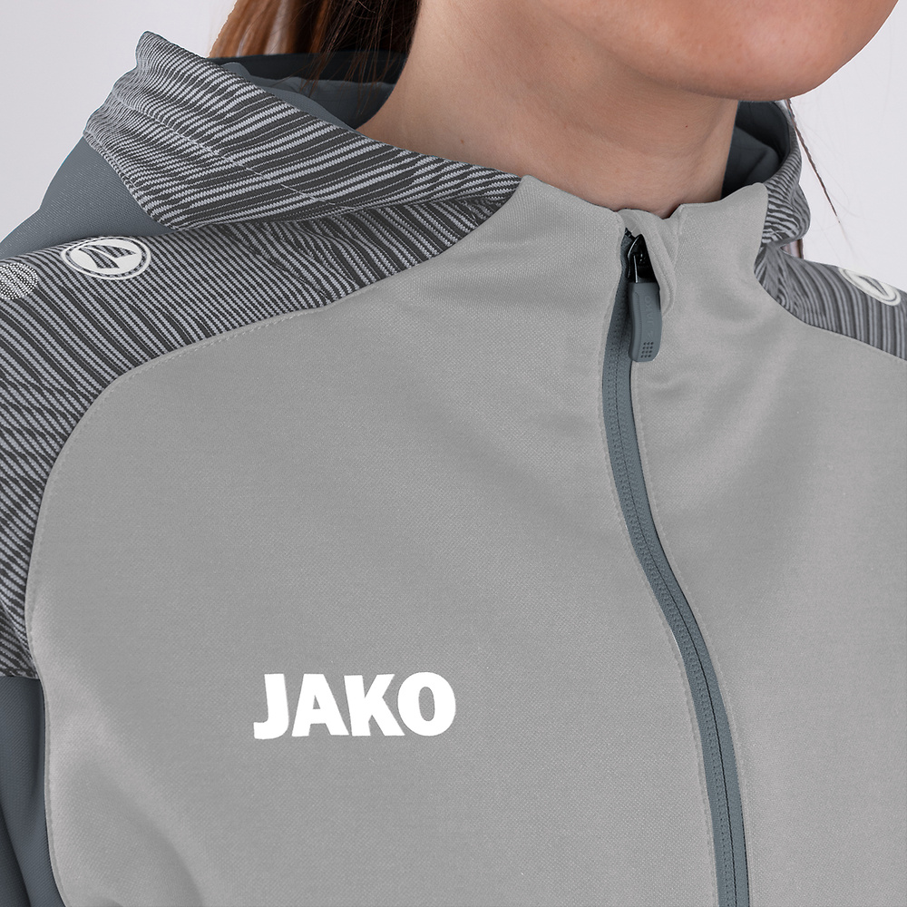 HOODED JACKET JAKO PERFORMANCE, SOFT GREY-STONE GREY WOMEN. 