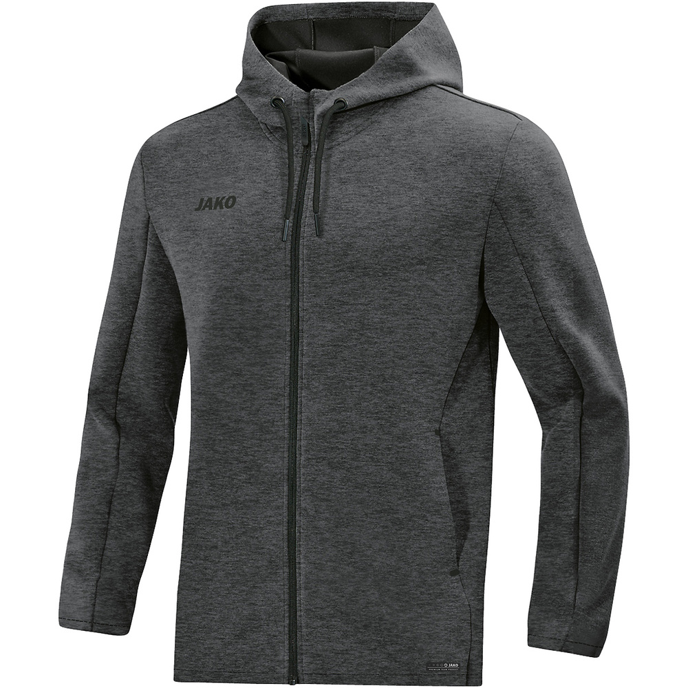 HOODED JACKET JAKO PREMIUM BASICS, ANTHRACITE MELANGE MEN. 