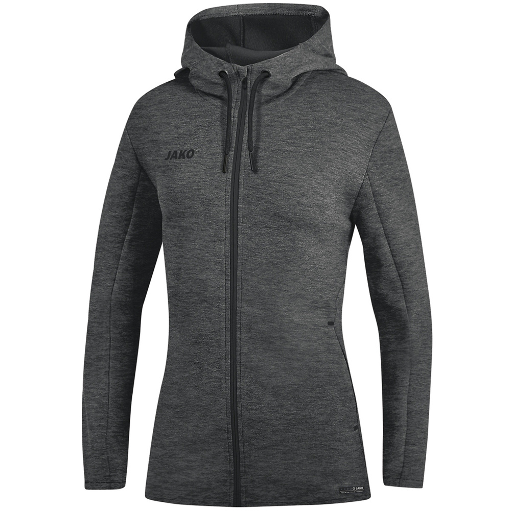 HOODED JACKET JAKO PREMIUM BASICS, ANTHRACITE MELANGE WOMEN. 