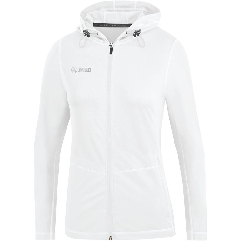 HOODED JACKET JAKO RUN 2.0, WHITE WOMEN. 