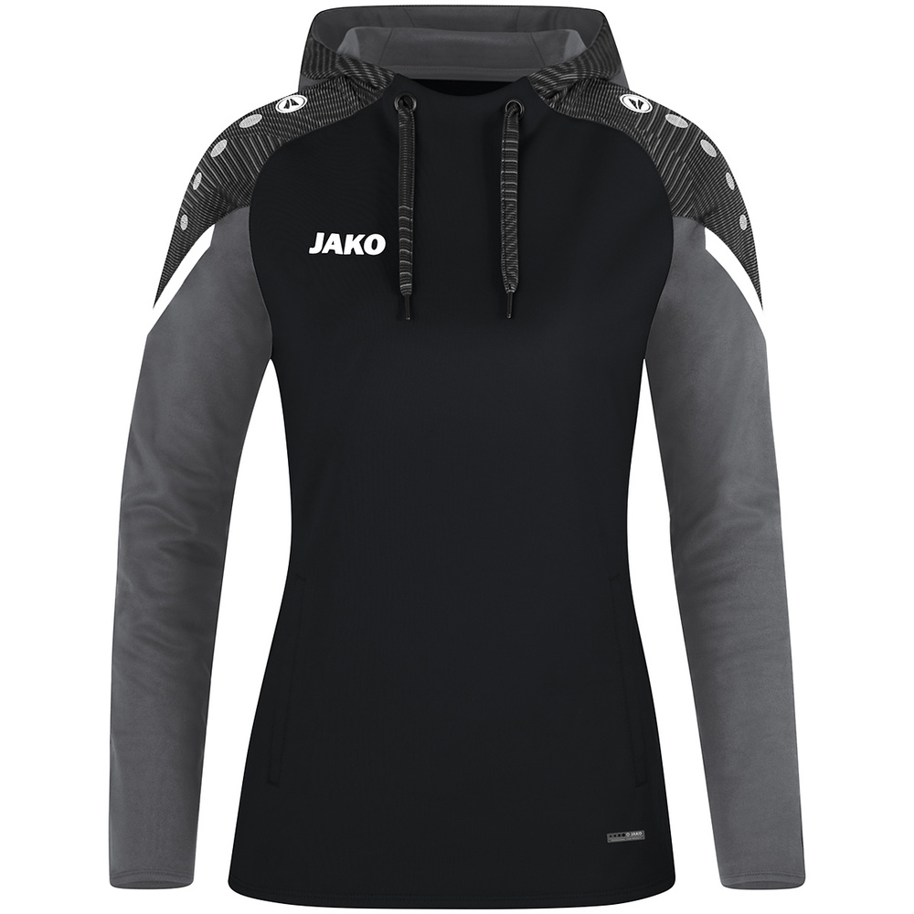 HOODED SWEATER JAKO PERFORMANCE, BLACK-ANTHRA LIGHT WOMEN. 