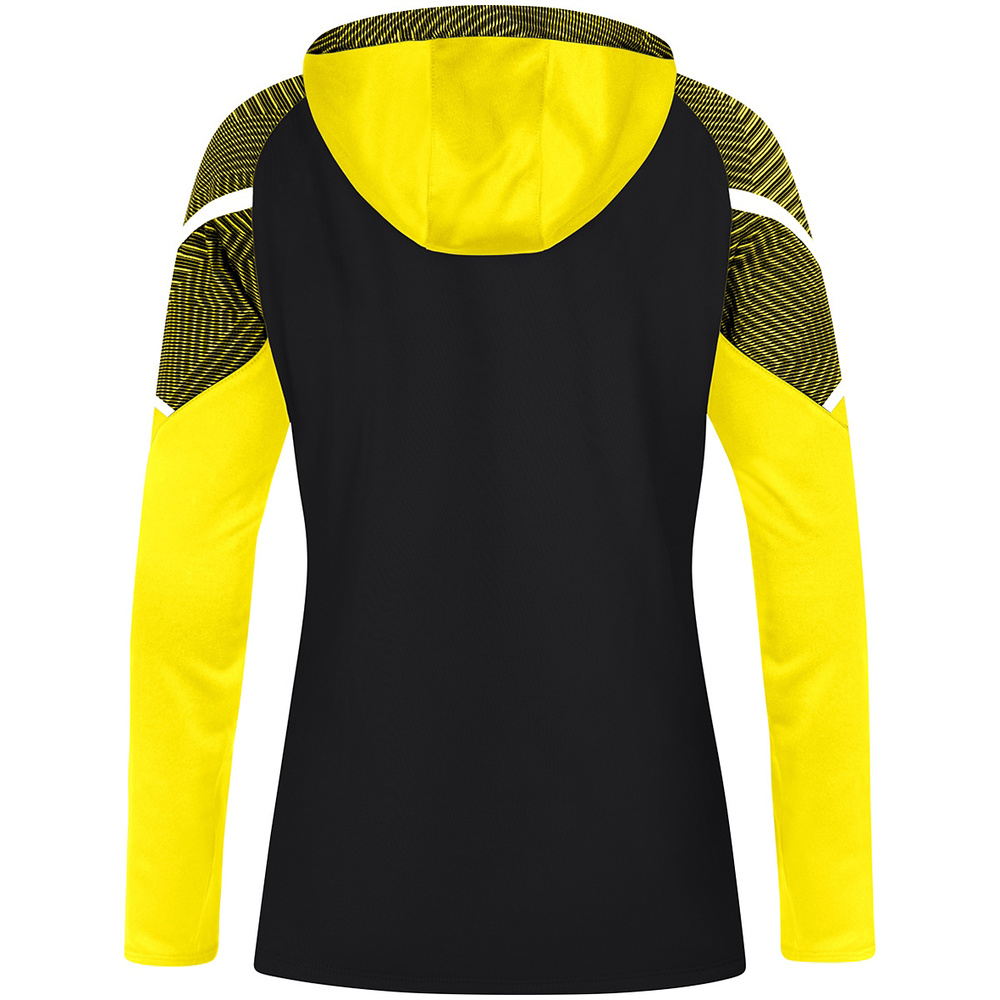 HOODED SWEATER JAKO PERFORMANCE, BLACK-SOFT YELLOW WOMEN. 