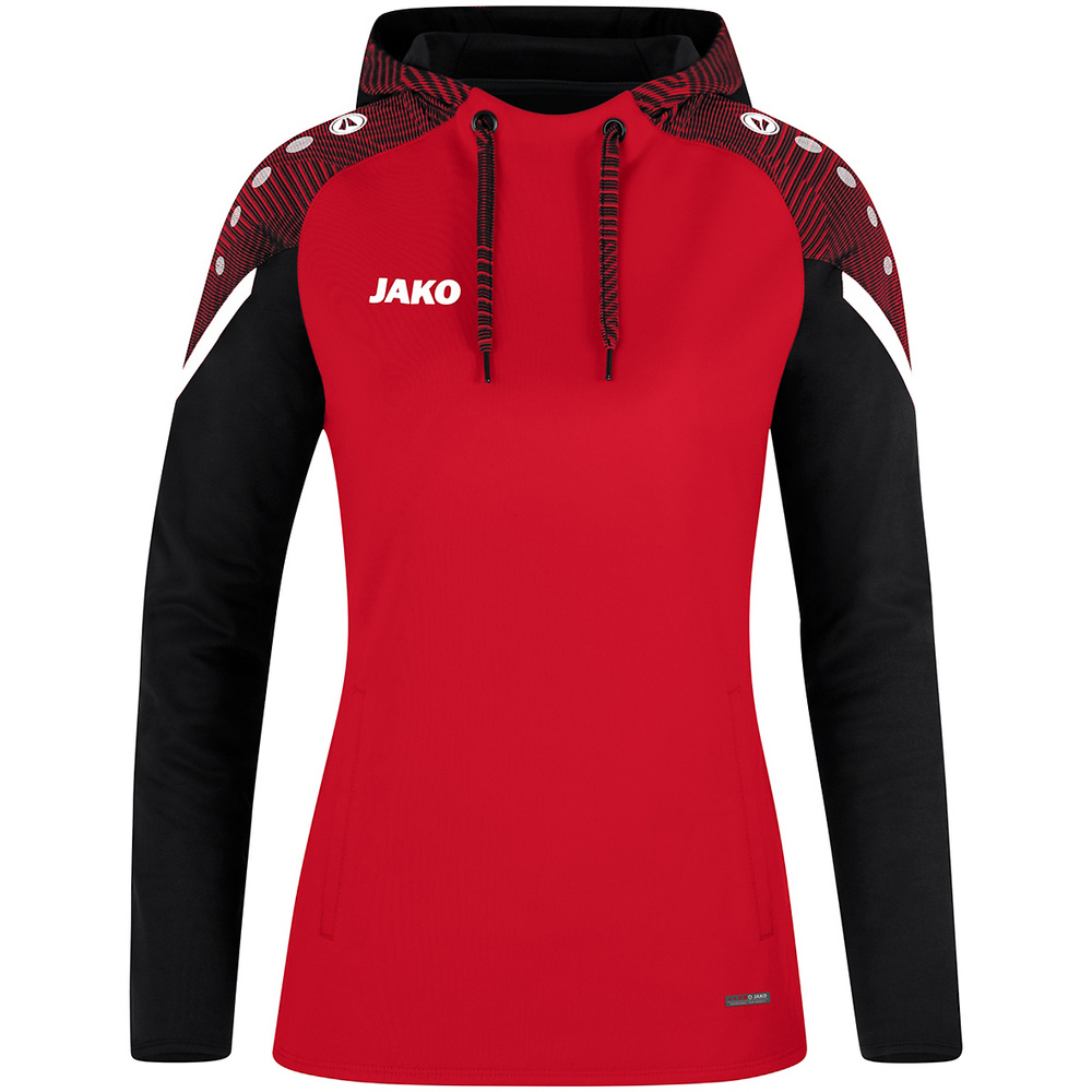 HOODED SWEATER JAKO PERFORMANCE, RED-BLACK WOMEN. 