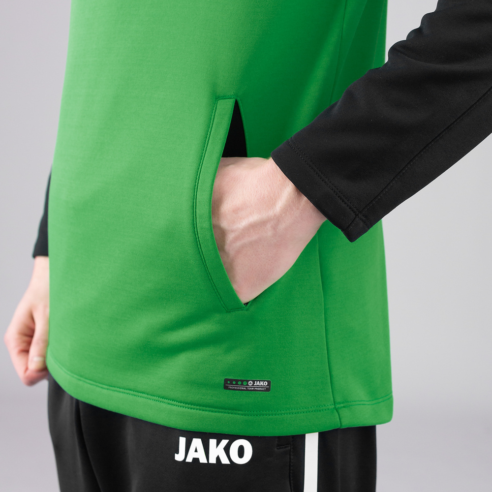 HOODED SWEATER JAKO PERFORMANCE, SOFT GREEN-BLACK KIDS. 