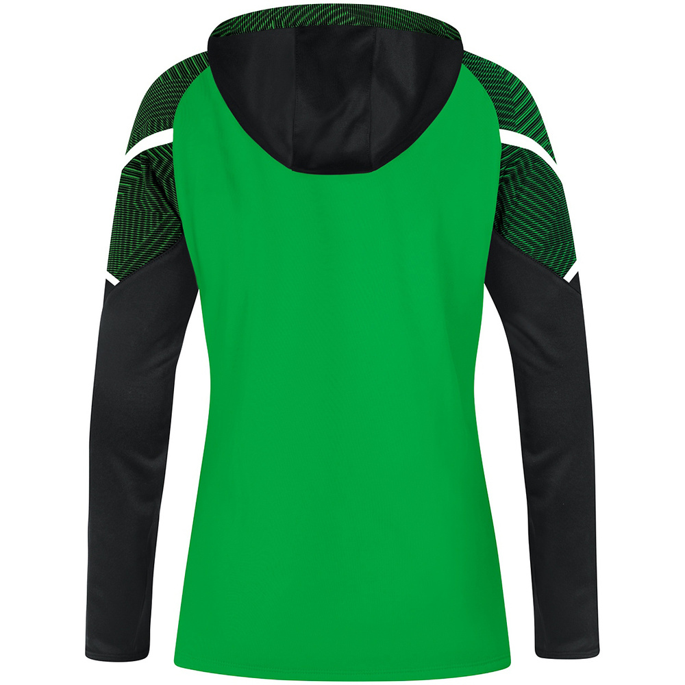 HOODED SWEATER JAKO PERFORMANCE, SOFT GREEN-BLACK WOMEN. 