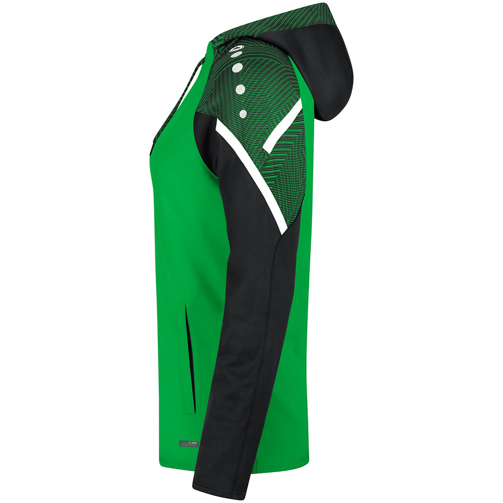 HOODED SWEATER JAKO PERFORMANCE, SOFT GREEN-BLACK WOMEN. 