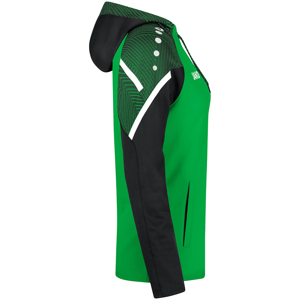 HOODED SWEATER JAKO PERFORMANCE, SOFT GREEN-BLACK WOMEN. 