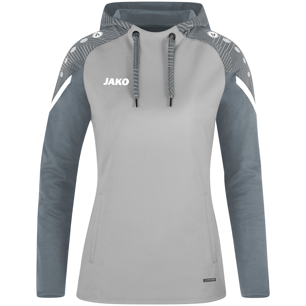 HOODED SWEATER JAKO PERFORMANCE, SOFT GREY-STONE GREY WOMEN. 