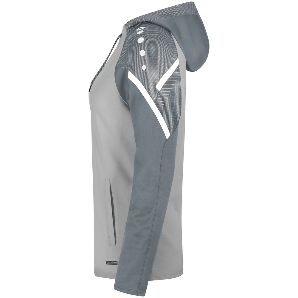 HOODED SWEATER JAKO PERFORMANCE, SOFT GREY-STONE GREY WOMEN. 