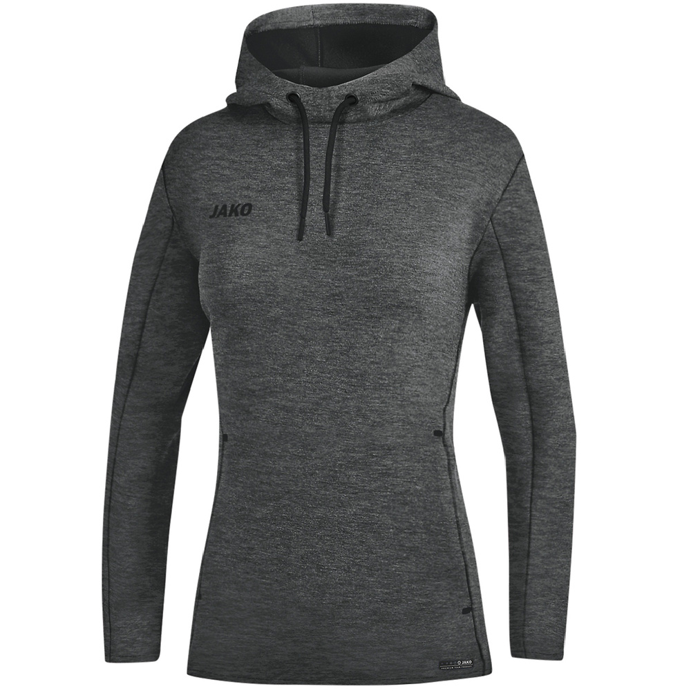 HOODED SWEATER JAKO PREMIUM BASICS, ANTHRACITE MELANGE WOMEN. 