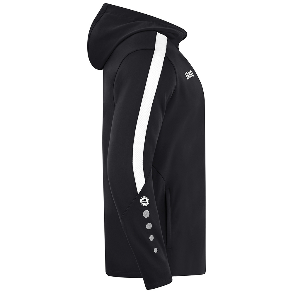 JAKO POWER HOODED JACKET, BLACK-WHITE-KIDS. 