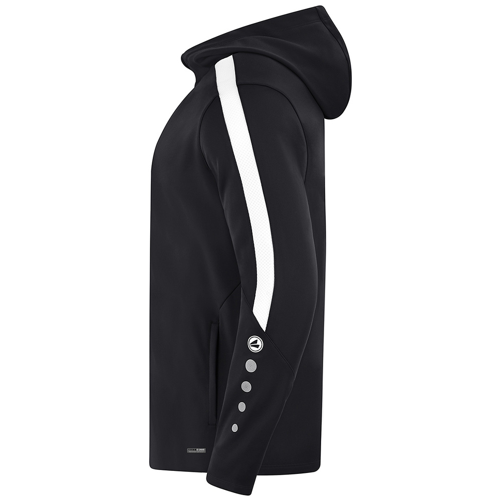 JAKO POWER HOODED JACKET, BLACK-WHITE-WOMEN. 