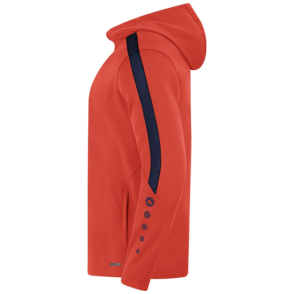 JAKO POWER HOODED JACKET, FLAME-SEABLUE-KIDS. 