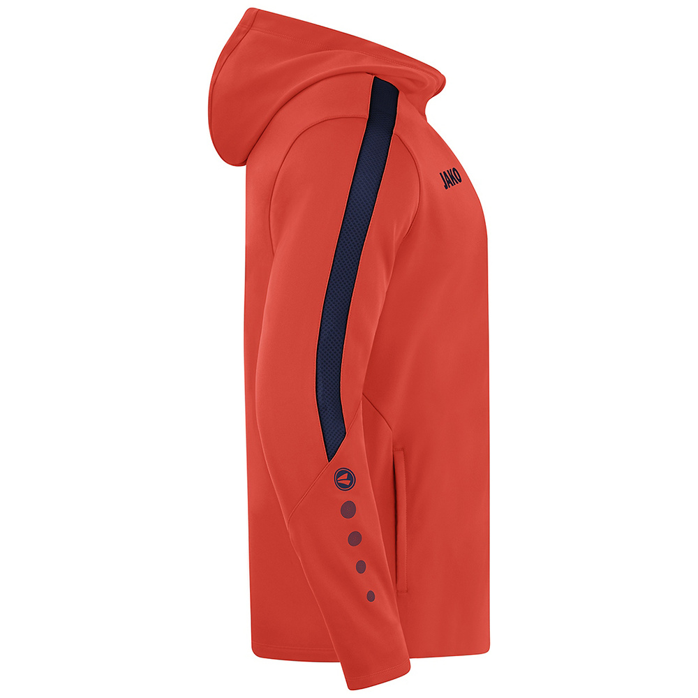 JAKO POWER HOODED JACKET, FLAME-SEABLUE-KIDS. 