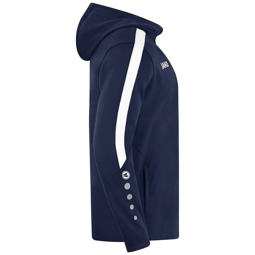 JAKO POWER HOODED JACKET, SEABLUE-WHITE-KIDS. 