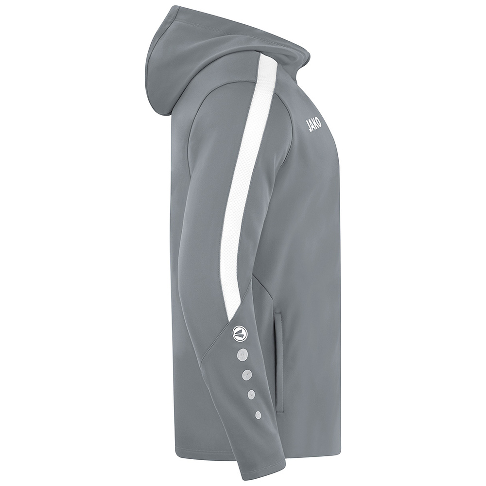 JAKO POWER HOODED JACKET, STONE GREY-WHITE-KIDS. 