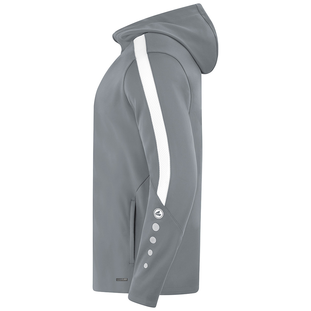 JAKO POWER HOODED JACKET, STONE GREY-WHITE-MEN. 