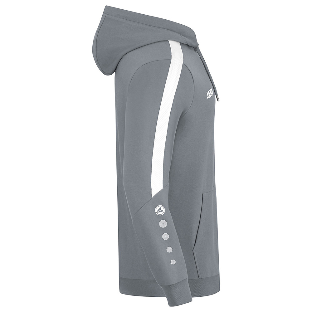 JAKO POWER HOODED JACKET, STONE GREY-WHITE WOMEN. 