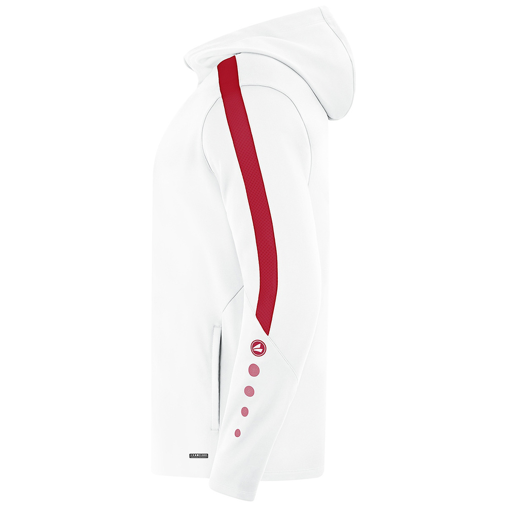 JAKO POWER HOODED JACKET, WHITE-RED-KIDS. 