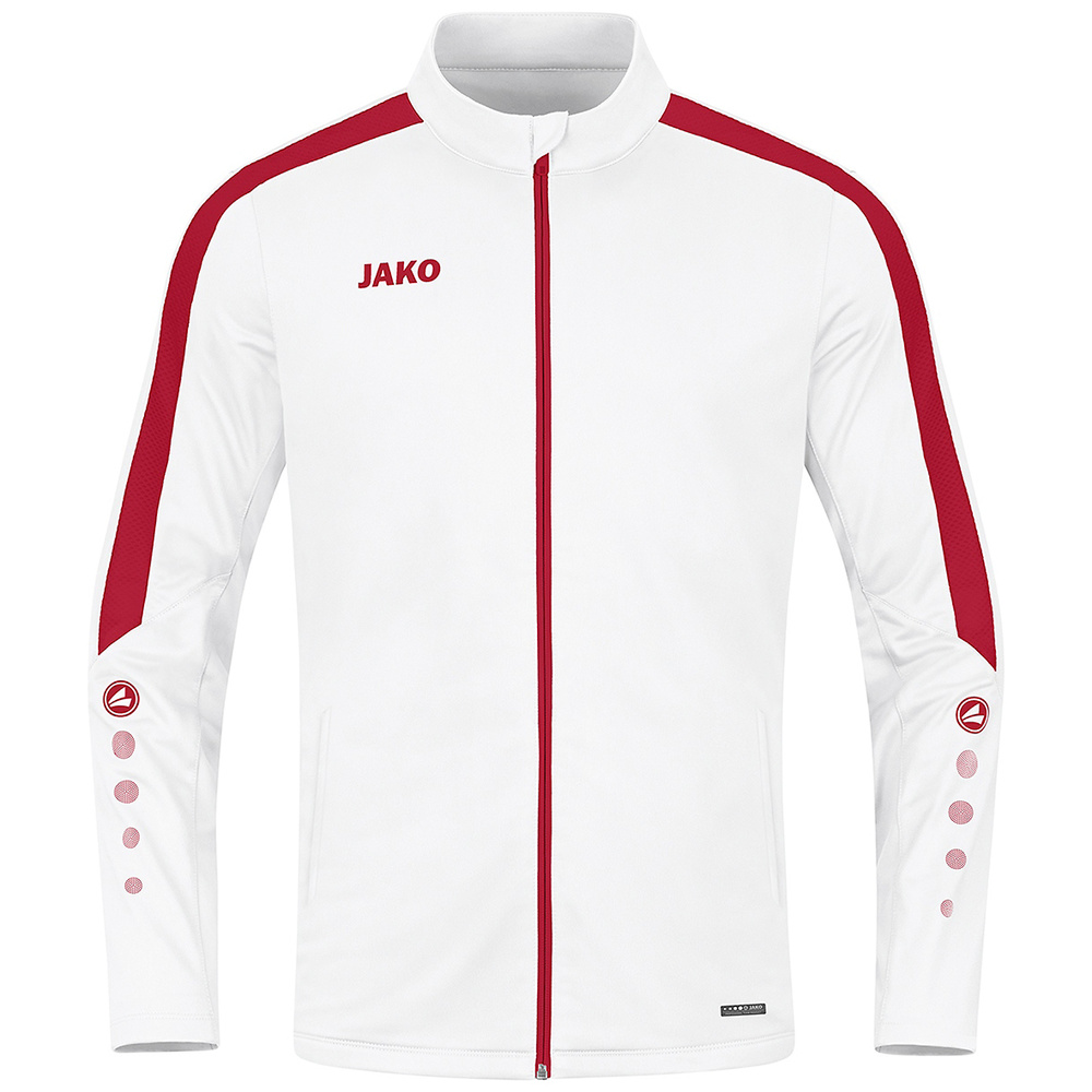 JAKO POWER POLYESTER JACKET, WHITE-RED KIDS. 