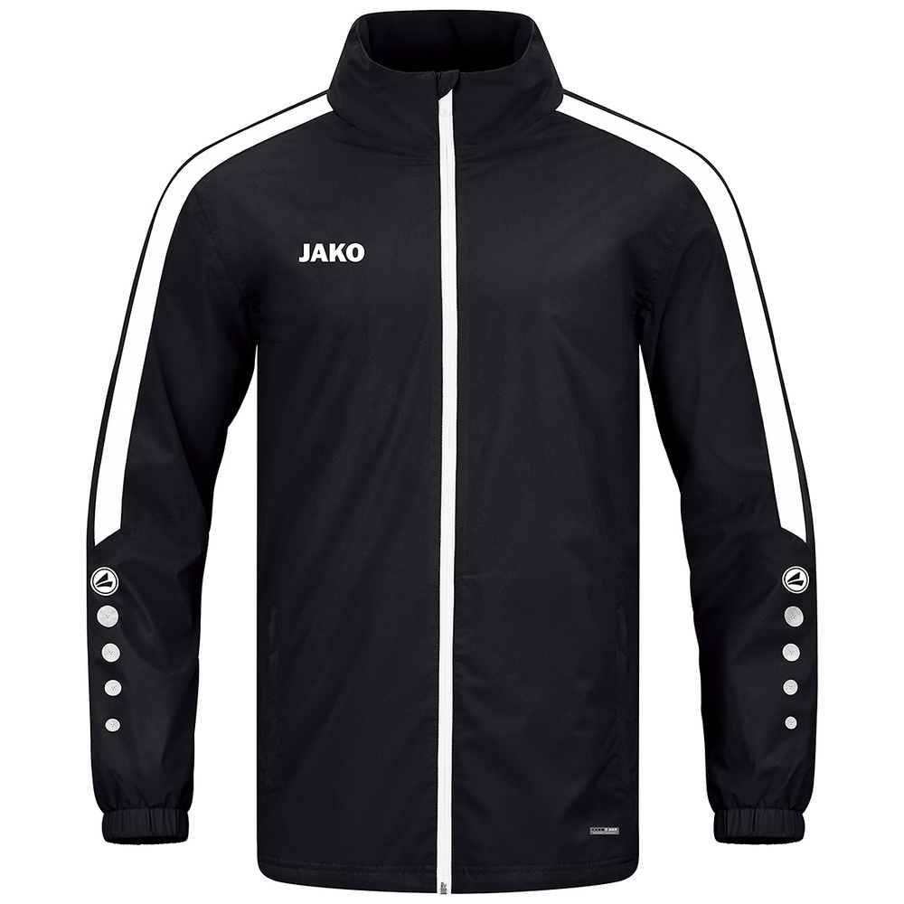 JAKO POWER RAIN JACKET, BLACK-WHITE UNISEX. 