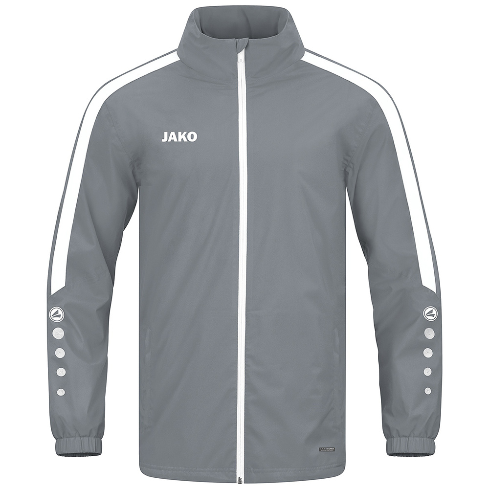 JAKO POWER RAIN JACKET, STONE GREY-WHITE KIDS. 