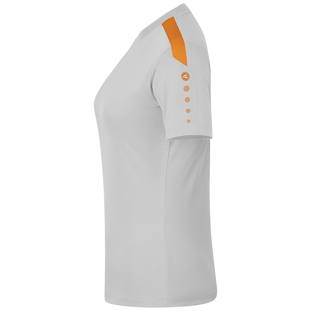 JAKO POWER T-SHIRT SHORT SLEEVE, SOFT GREY-NEON ORANGE WOMEN. 