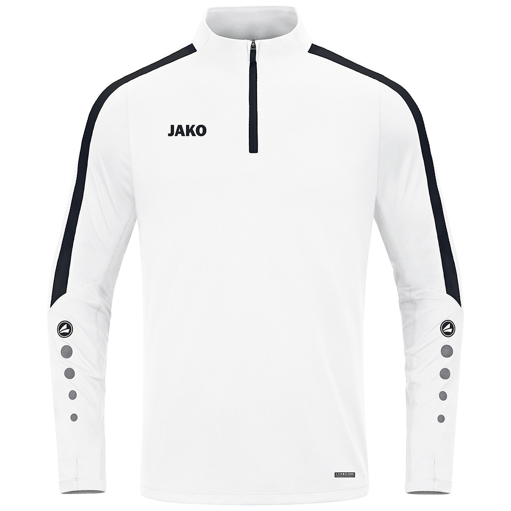 JAKO POWER ZIP TOP, WHITE-BLACK UNISEX. 