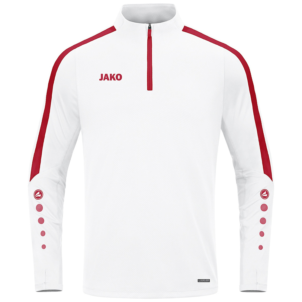 JAKO POWER ZIP TOP, WHITE-RED UNISEX. 