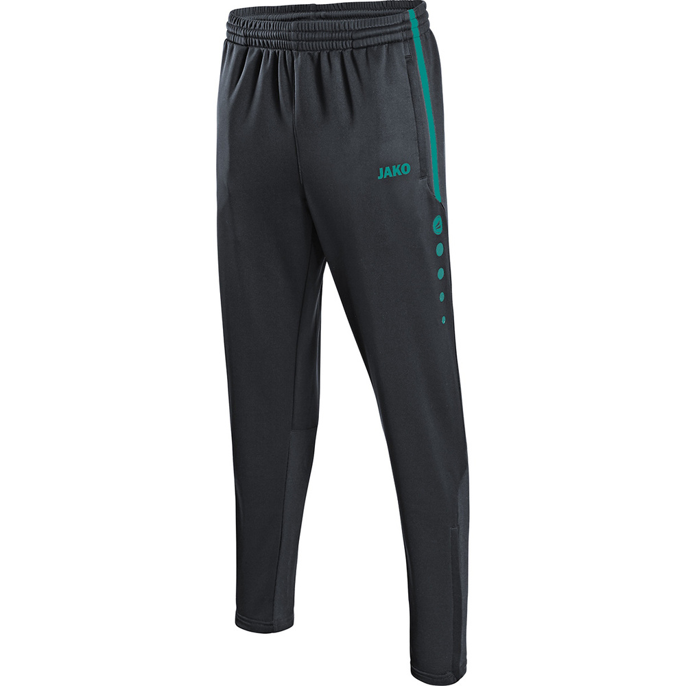 JAKO TRAINING TROUSERS ACTIVE ANTHRACITE-TURQUOISE MEN. 