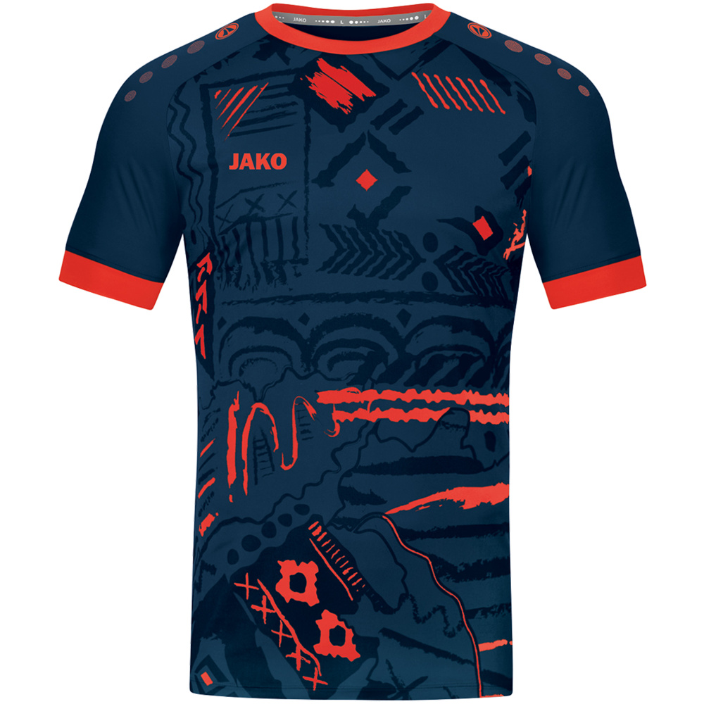 JAKO TRIKOT TROPICANA SHORT SLEEVE, NAVY-FLAME KIDS. 