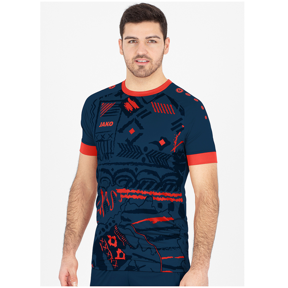 JAKO TRIKOT TROPICANA SHORT SLEEVE, NAVY-FLAME KIDS. 