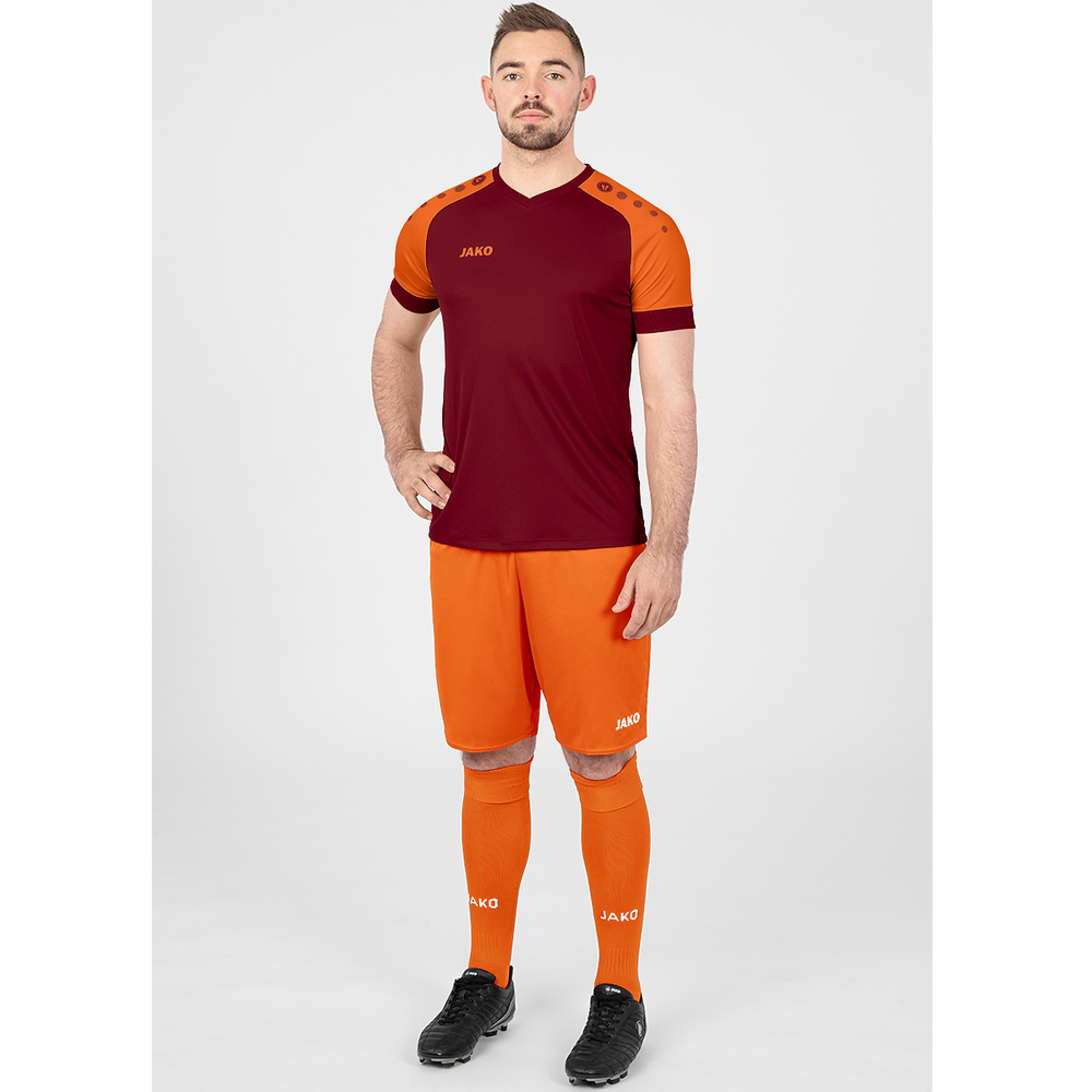 JERSEY JAKO CHAMP 2.0 SHORT SLEEVE, WINE RED-NEON ORANGE MEN. 