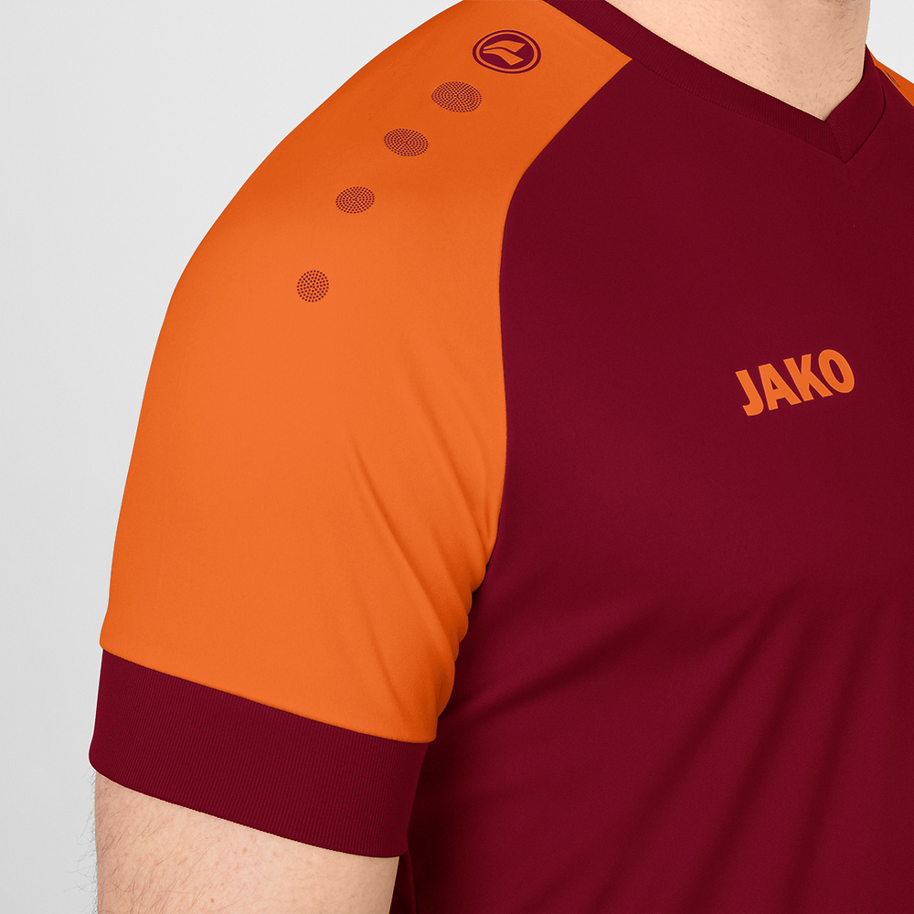 JERSEY JAKO CHAMP 2.0 SHORT SLEEVE, WINE RED-NEON ORANGE MEN. 
