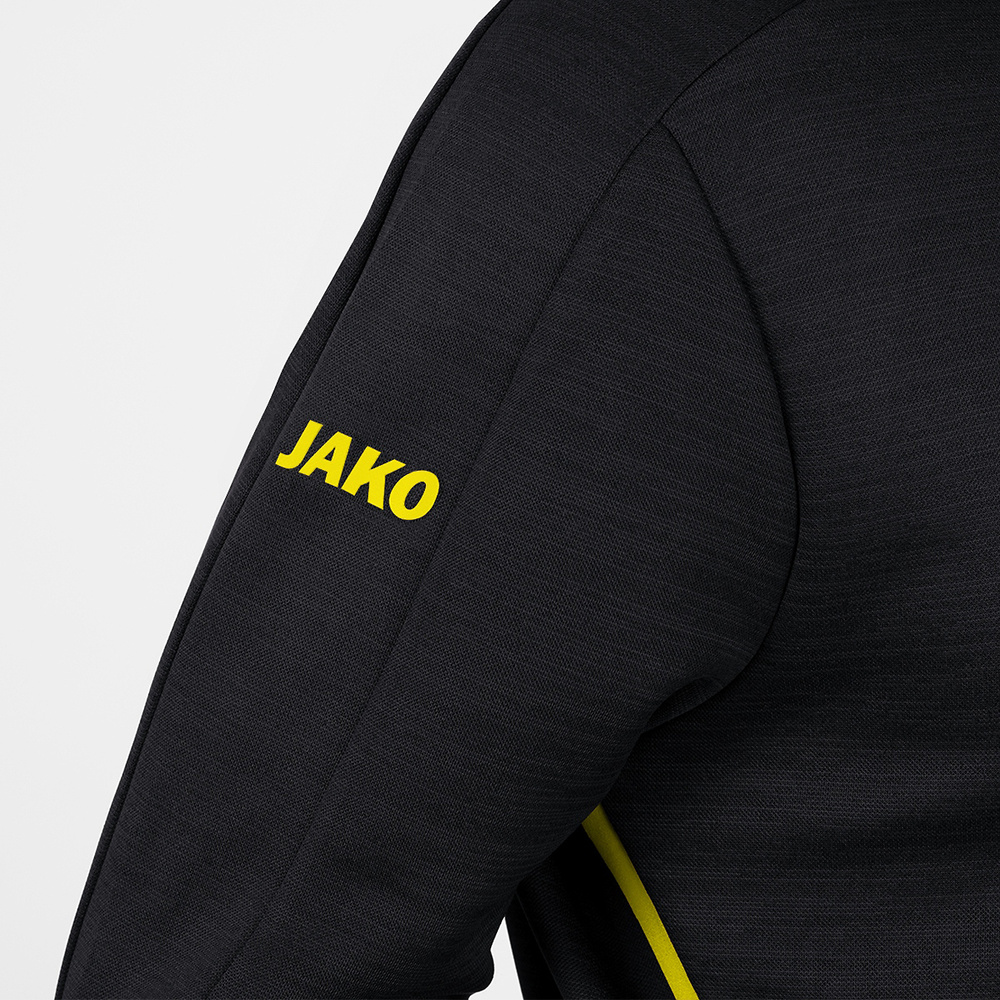 LEISURE JACKET JAKO CHALLENGE WITH HOOD, BLACK MELANGE-CITRO KIDS. 