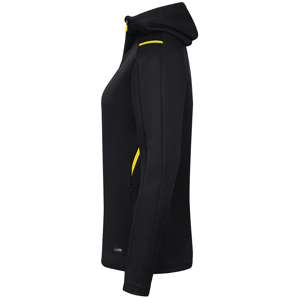 LEISURE JACKET JAKO CHALLENGE WITH HOOD, BLACK MELANGE-CITRO WOMEN. 