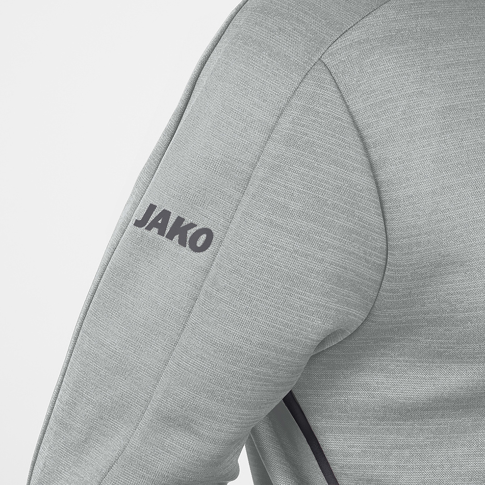 LEISURE JACKET JAKO CHALLENGE WITH HOOD, LIGHT GREY MELANGE-LIGHT ANTHRA KIDS. 