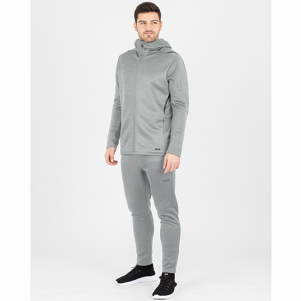 LEISURE JACKET JAKO CHALLENGE WITH HOOD, LIGHT GREY MELANGE-LIGHT ANTHRA MEN. 