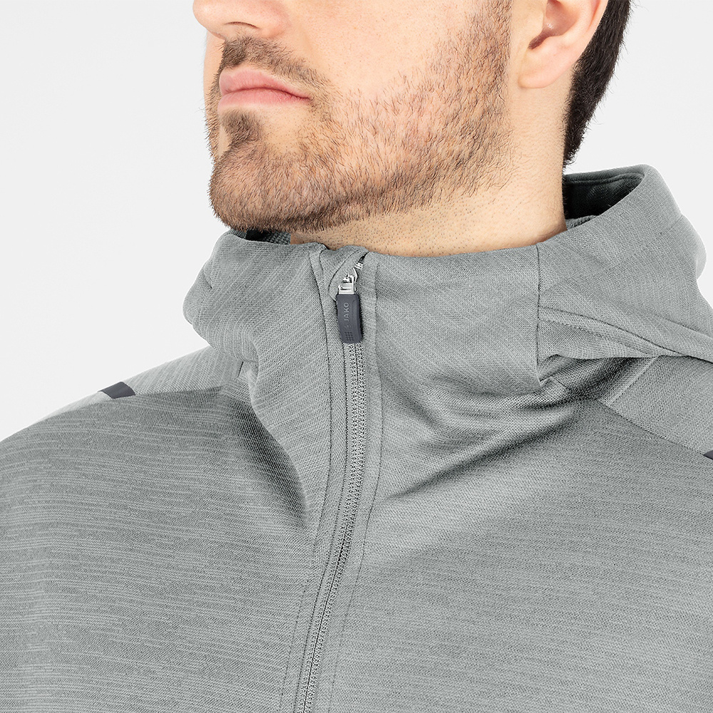 LEISURE JACKET JAKO CHALLENGE WITH HOOD, LIGHT GREY MELANGE-LIGHT ANTHRA MEN. 