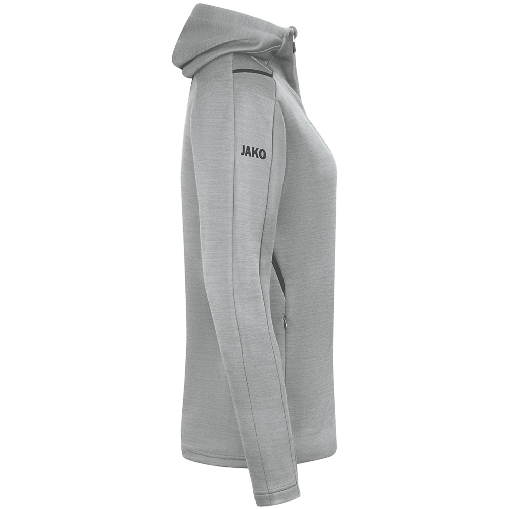 LEISURE JACKET JAKO CHALLENGE WITH HOOD, LIGHT GREY MELANGE-LIGHT ANTHRA WOMEN. 