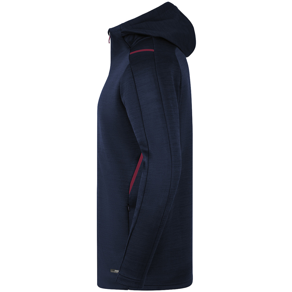 LEISURE JACKET JAKO CHALLENGE WITH HOOD, SEABLUE MELANGE-MAROON KIDS. 