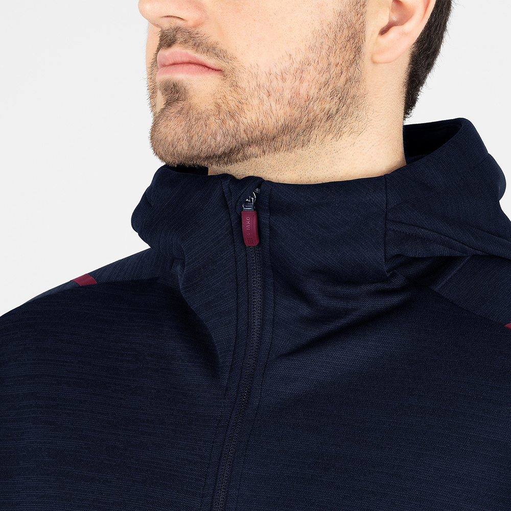 LEISURE JACKET JAKO CHALLENGE WITH HOOD, SEABLUE MELANGE-MAROON MEN. 